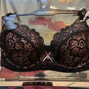 Daisy Fuentes Black and Pink Lace Bra